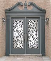 Wood doors with wrought iron Houston image 1